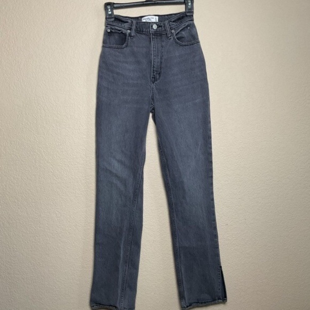 Abercrombie & Fitch 90s Straight Ultra High‎ Rise Black Denim Jeans Curve Love